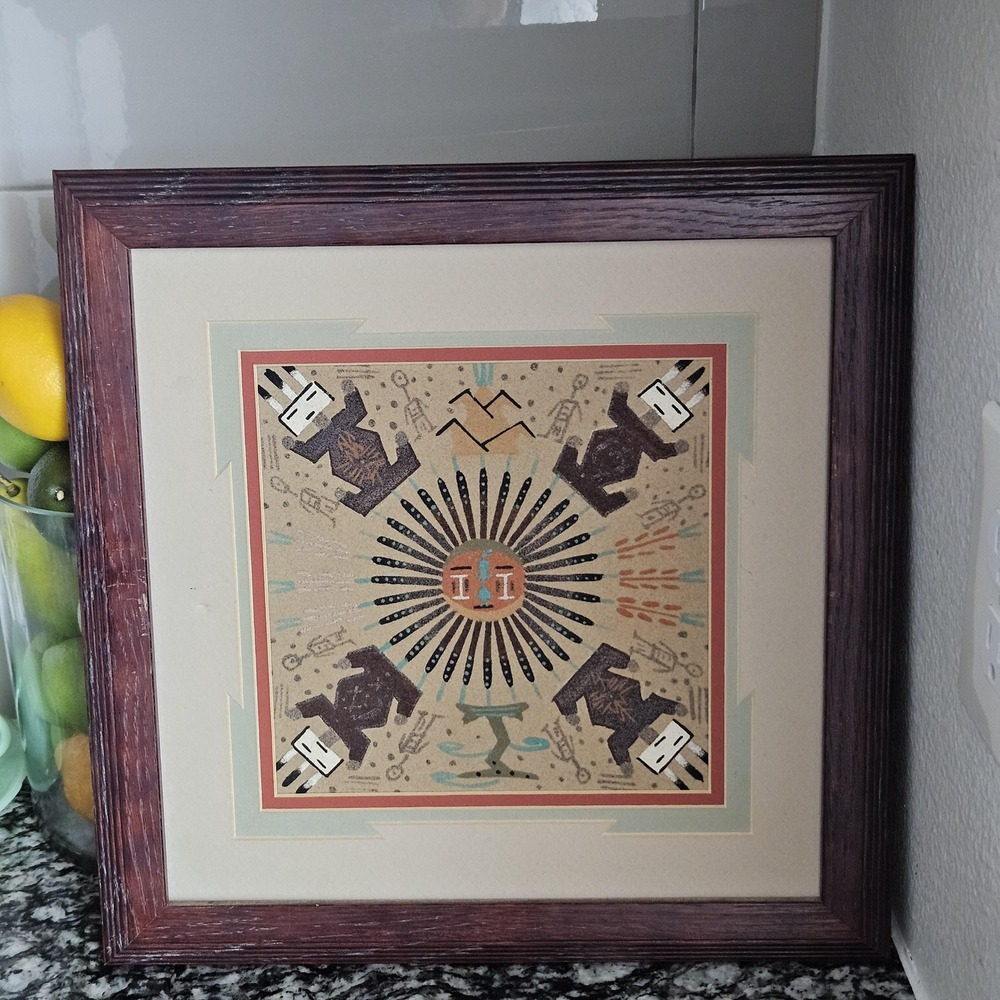 Navajo Sandpainting New MX Signed‎ Authentic Indigenous Art Framed Southwestern